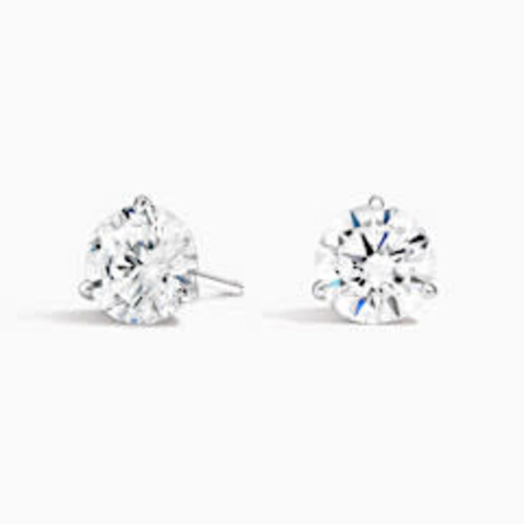 DIAMOND TRADERS INTERNATIONAL (Y)10KW 2CT LG VS1 F , WHITE GOLD 10K 3 PRONG STUDS, LAB GROWN DIAMONDS, 2 CARATS