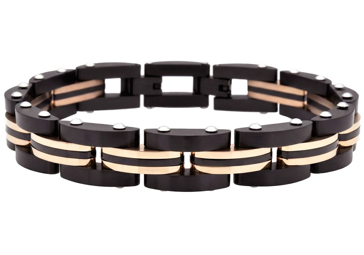 BLACKJACK (Y)BJ STEEL BLK & ROSE MEN’S BRACELET