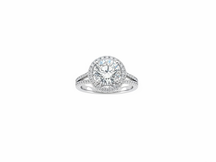 (R)14KW .42DIA 2.0DIA IGI 739544098 HALO SPLIT SHANK ENGAGEMENT RING WITH 2.0 CT LAB GROWN DIAMOND CENTER