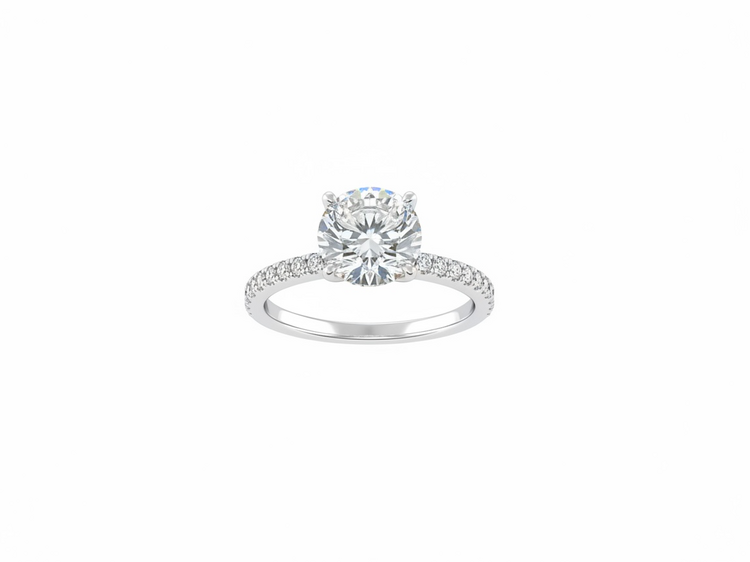 (R)14KW .22DIA 1.64 DIA WHITE GOLD 34 DIAMONDS PRONG SET WITH 1.64CT LAB GROWN ROUND CENTER DIAMOND