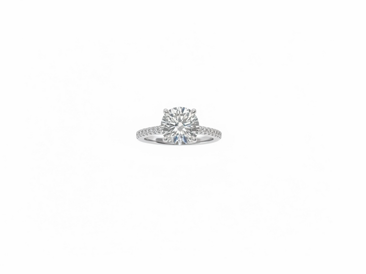 (Y) 14K .16DIA 2.07 DIA IGI 731556886 STRAIGHT LINE DIAMOND CATHEDRAL SOLITAIRE WITH 2.07 LAB GROWN ROUND CENTER DIAMOND