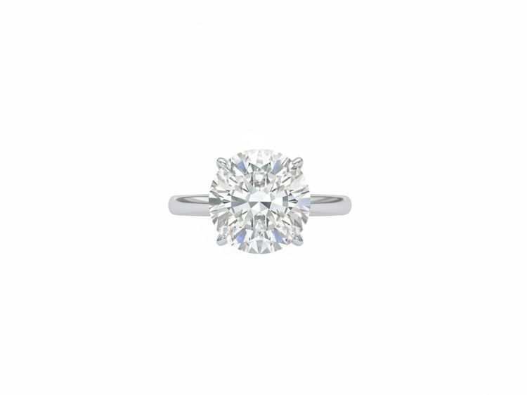 (Y)14K .25DIA 4.10 DIA HIDDEN HALO ENGAGEMENT RING WITH 4.10CT LAB GROWN DIAMOND ROUND CENTER