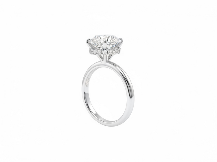 (Y)14K .25DIA 4.10 DIA HIDDEN HALO ENGAGEMENT RING WITH 4.10CT LAB GROWN DIAMOND ROUND CENTER