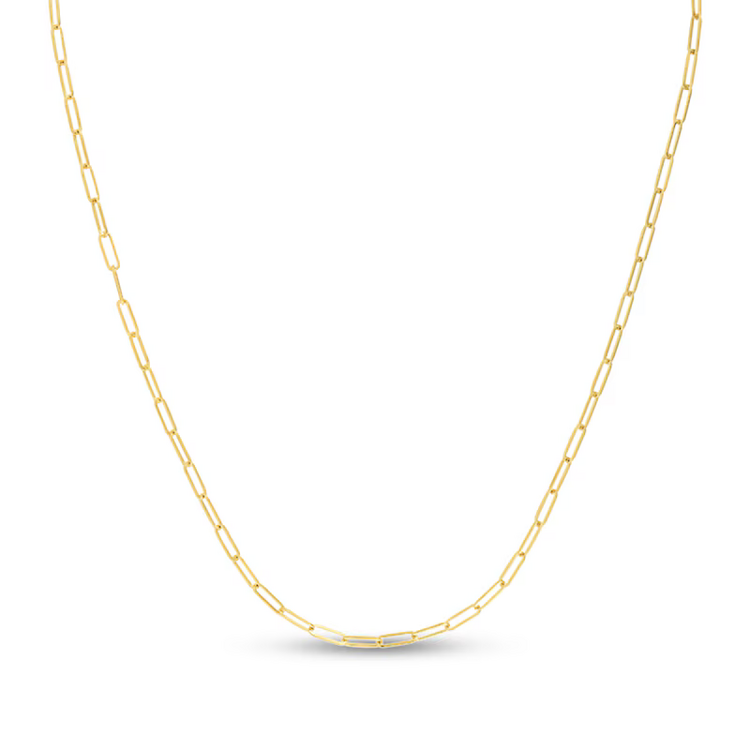 (X) 14K 16’’ 2.4MM , YELLOW GOLD PAPER CLIP NECKLACE, 16 INCHES, 2.4MM WIDE, 1.4 GRAMS