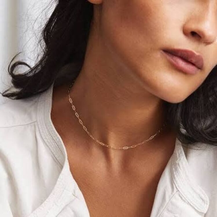 (X) 14K 16’’ 2.4MM , YELLOW GOLD PAPER CLIP NECKLACE, 16 INCHES, 2.4MM WIDE, 1.4 GRAMS