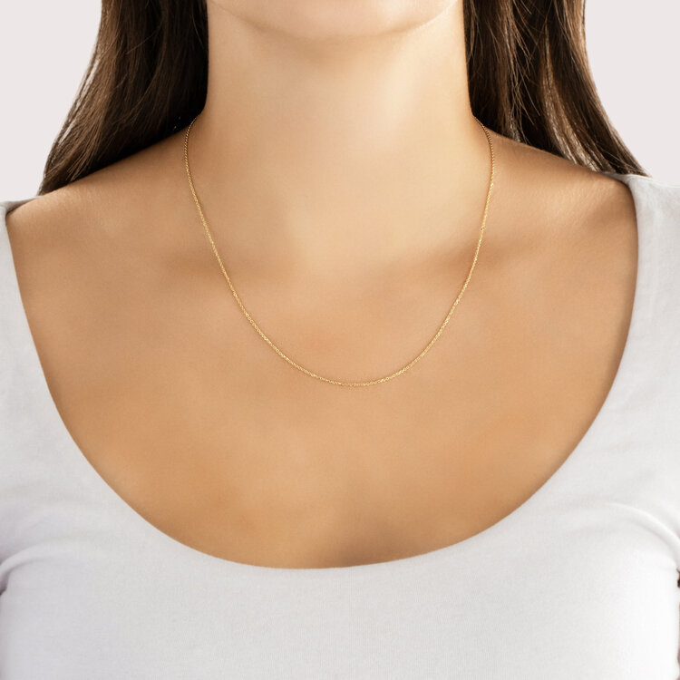 (X) 14K 1MM 18’’, YELLOW GOLD CABLE CHAIN, 18 INCHES, 1.6 GRAMS, LOBSTER CLASP
