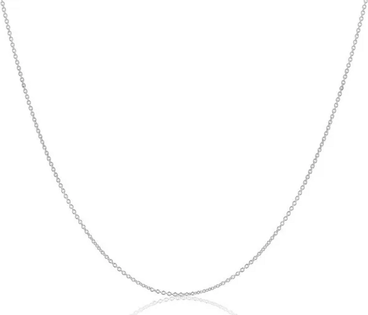 (X) 14K 1MM 18’’, WHITE GOLD CABLE CHAIN, 18 INCHES, 1.3 GRAMS, SPRING RING CLASP