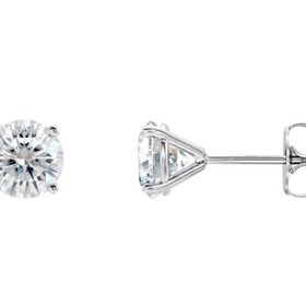 DS DESIGN INC. (Y) 14KW 1.57CT LG DIAMOND FOUR PRONG STUD EARRINGS