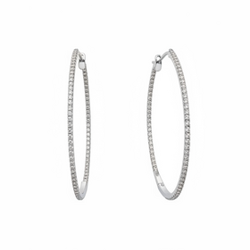 HJ NAMDAR (Y)14K .71DI IN & OUT STYLE DIAMOND HOOPS IN 14K WHITE GOLD