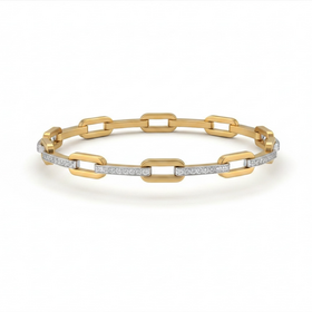 HJ NAMDAR (Y)14K .39DI TWO TONE ALTERNATING PAPERCLIP STYLE BRACELET WITH .39 CARATS OF NATURAL DIAMONDS