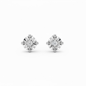 HJ NAMDAR (R)14K .04DI DIE CUT STUDS WITH ROUND DIAMOND CENTER SET IN 14K WHITE GOLD
