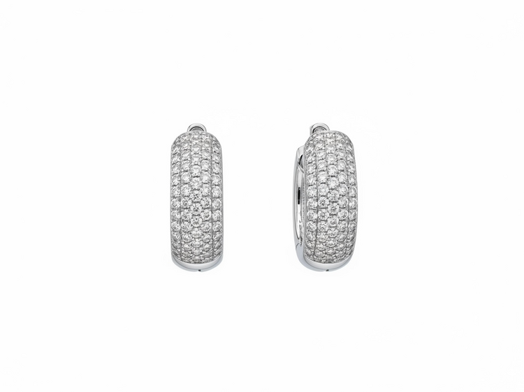 HJ NAMDAR (Y)14K .50DI OBLONG PAVE DIAMOND HUGGIE IN WHITE GOLD