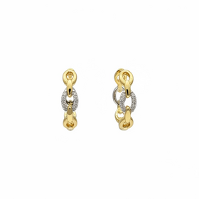 HJ NAMDAR (Y)14K .06DIA TWO TONE CHAIN LINK STYLE DIAMOND HOOPS IN 14K GOLD
