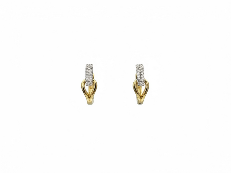 HJ NAMDAR (Y)14K .16DI TWO TONE GOLD LOOP WITH DIAMOND STRIP OVAL HOOPS
