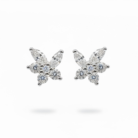 HJ NAMDAR (Y)14K .71DI FLOWER SHAPED EARRING STUDS WITH ROUND AND MARQUISE DIAMONDS
