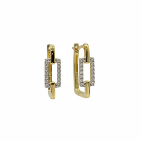 HJ NAMDAR (Y)14K .23TCW RECTANGULAR HOOPS WITH DIAMOND ACCENT IN 14K YELLOW GOLD