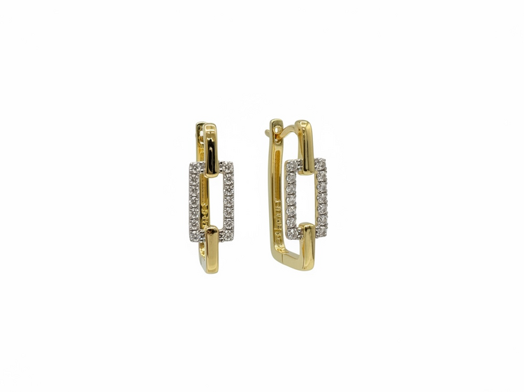 HJ NAMDAR (Y)14K .23TCW RECTANGULAR HOOPS WITH DIAMOND ACCENT IN 14K YELLOW GOLD