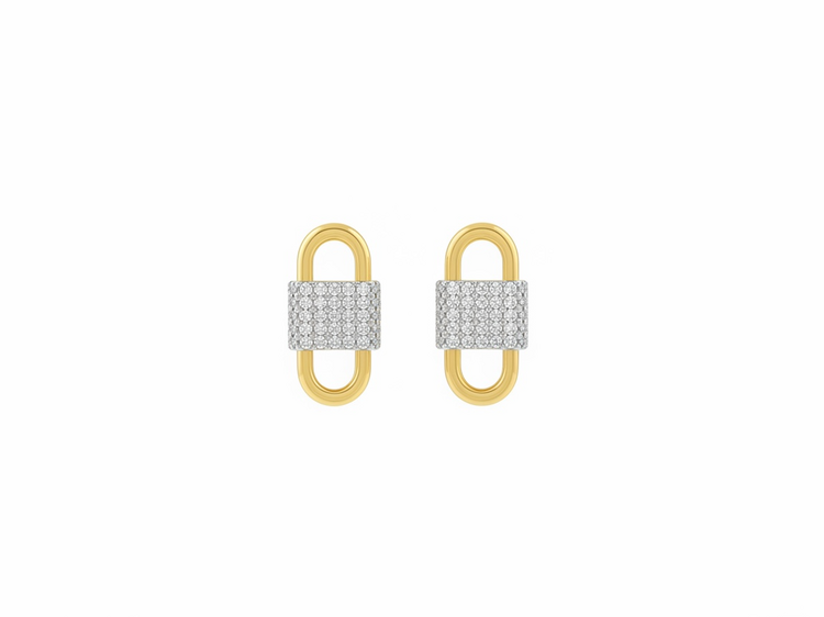 HJ NAMDAR (Y)14K .42TCW DUAL PADLOCK DIAMOND EARRINGS