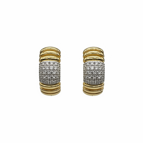 HJ NAMDAR (Y)14K .25TCW RIBBED GOLD EARRINGS WITH THICK DIAMOND BAND