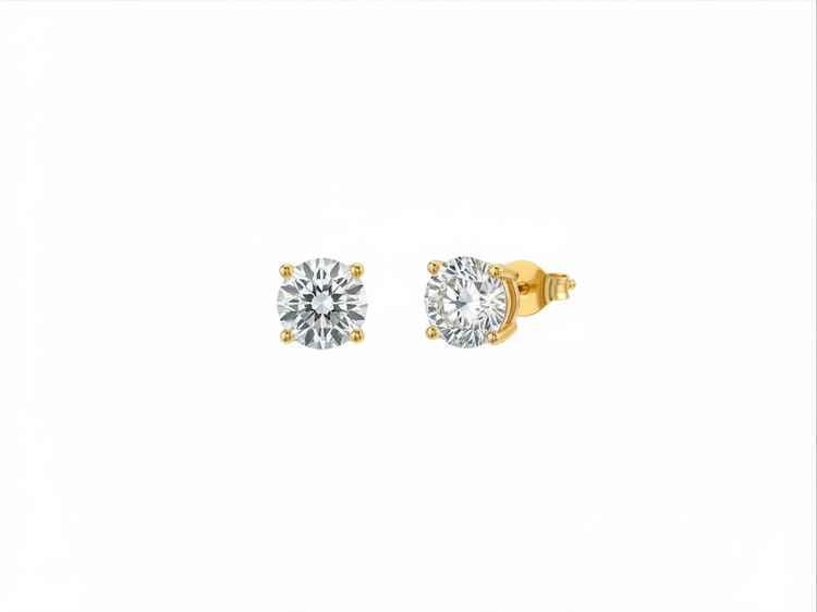 DIAMOND TRADERS INTERNATIONAL (Y)14K 2.0LG IGI VS1-2 E-F IGI CARD L2789 2 CARAT LAB GROWN DIAMOND STUDS IN 14K YELLOW GOLD