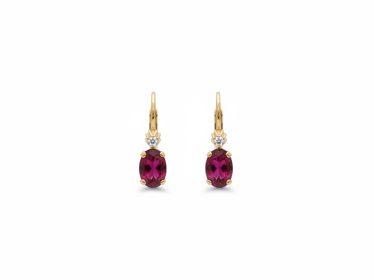 (R)14K RUBY & DIAMOND GOLD EARRINGS