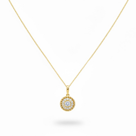 HJ NAMDAR (Y)14K .25TCW ROUND DIAMOND PENDANT WITH BRAIDED EDGE ON 14K YELLOW GOLD