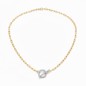 HJ NAMDAR (Y) 14KY .16TW 16” FLAT ELONGATED CABLE LARIAT TOGGLE NECKLACE YELLOW GOLD