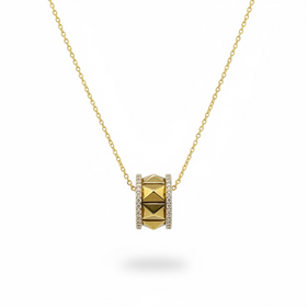 HJ NAMDAR (Y)14KY 18” 0.22CTW DIA SLIDE STUDDED ON ADJUSTABLE DIAMOND CUT CABLE LINK CHAIN YELLOW GOLD