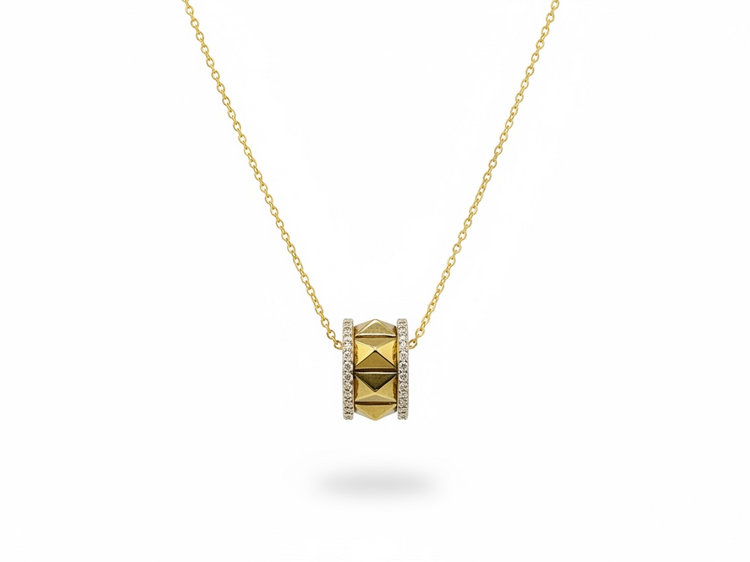 HJ NAMDAR (Y)14KY 18” 0.22CTW DIA SLIDE STUDDED ON ADJUSTABLE DIAMOND CUT CABLE LINK CHAIN YELLOW GOLD