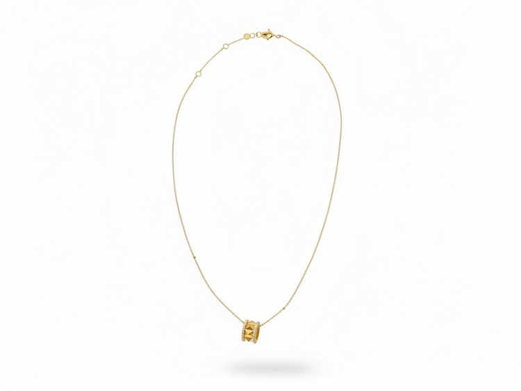 HJ NAMDAR (Y)14KY 18” 0.22CTW DIA SLIDE STUDDED ON ADJUSTABLE DIAMOND CUT CABLE LINK CHAIN YELLOW GOLD