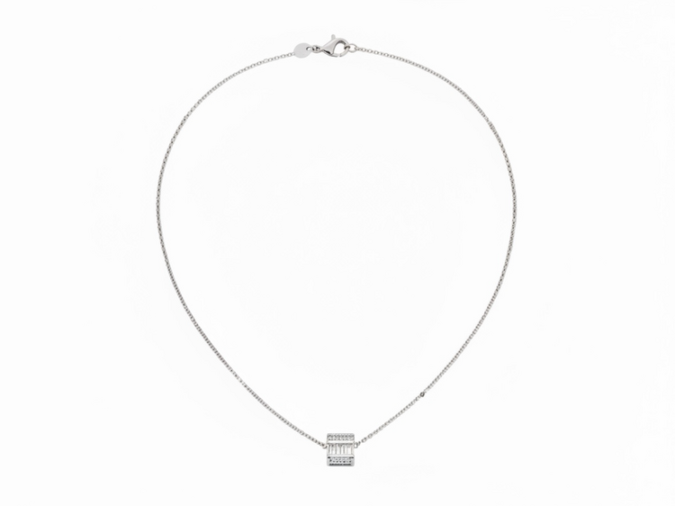 HJ NAMDAR (R)14KW 18” 0.86CTW DIA BAGUETTE SLIDE CHANNEL SET ON DIAMOND CUT CABEL CHAIN WHITE GOLD