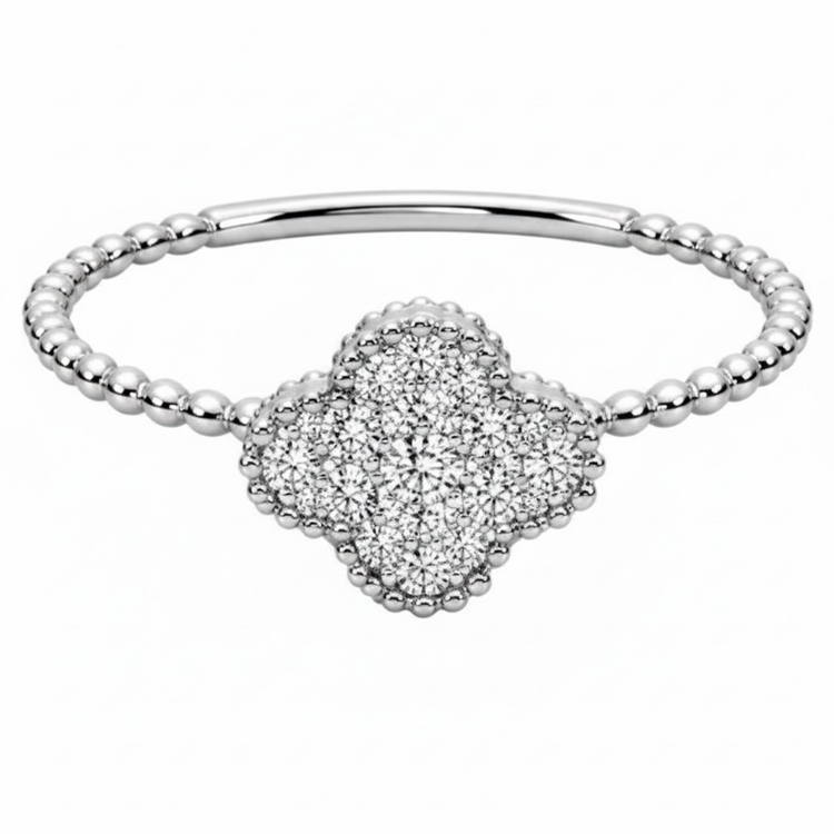 HJ NAMDAR (Y)14KW 0.18CTW DIA CLOVER SHAPED DIAMOND (H/SI 0.18CTW) RING WHITE GOLD