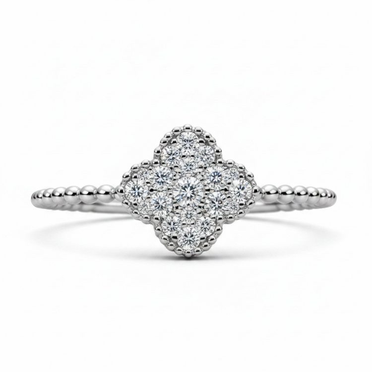 HJ NAMDAR (Y)14KW 0.18CTW DIA CLOVER SHAPED DIAMOND (H/SI 0.18CTW) RING WHITE GOLD