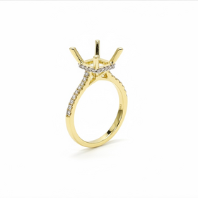 HJ NAMDAR (Y)14KY 0.34TDW HIDDEN HALO NATURAL  SEMI-MOUNT FOR RECTANGULAR CENTER PAVE DIAMOND ENGAGEMENT RING