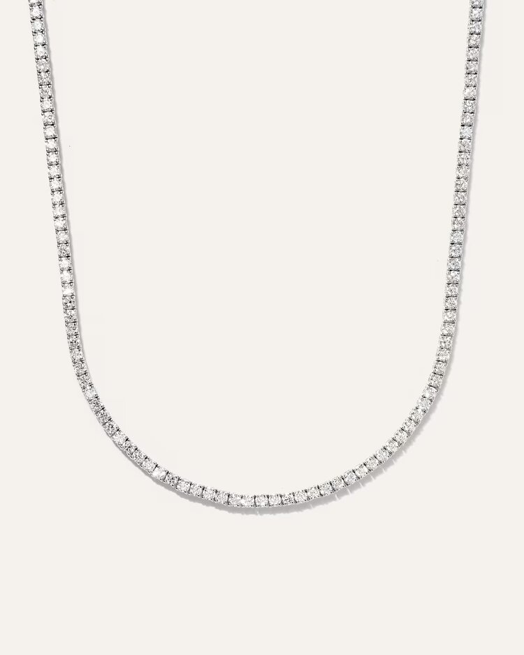 (M)14K LG 10CTW LABGROWN DIAMOND (EF/VS 35 ROUND 10.147CTW) TENNIS NECKLACE 18 INCH IN 14K WHITE GOLD