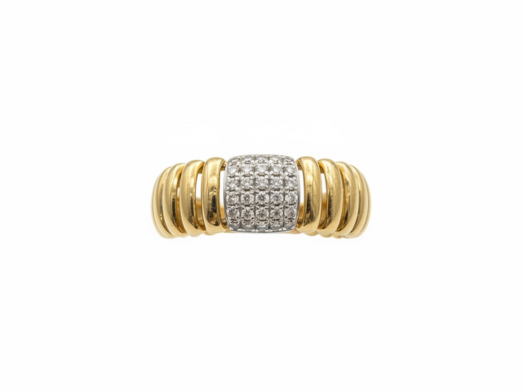HJ NAMDAR (Y)14K .16DI RIBBED GOLD RING WITH DIAMOND BAND