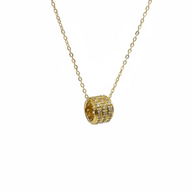 HJ NAMDAR (X)14K .50DI ADJUSTABLE GOLD CHAIN WITH GOLD AND DIAMOND HOLLOW PENDANT