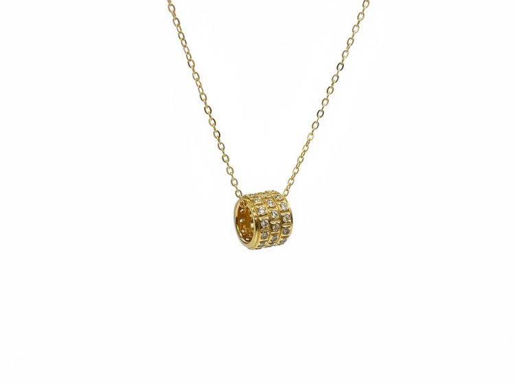 HJ NAMDAR (X)14K .50DI ADJUSTABLE GOLD CHAIN WITH GOLD AND DIAMOND HOLLOW PENDANT