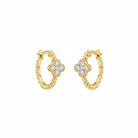 HJ NAMDAR (Y)14K .69DIA CLOVERS WITH BEADED HOOPS