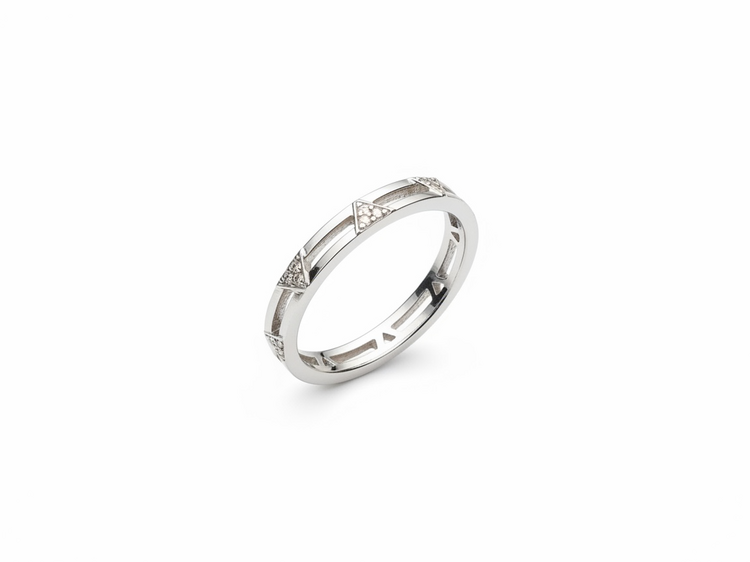 HJ NAMDAR (Y)18K .09TCW  ALTERNATING TRIANGLES DIAMOND RING