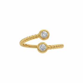 HJ NAMDAR (Y)14K .16TCW BEZEL SET DUAL DIAMONDS NEGATIVE SPACE 14K YELLOW GOLD RING