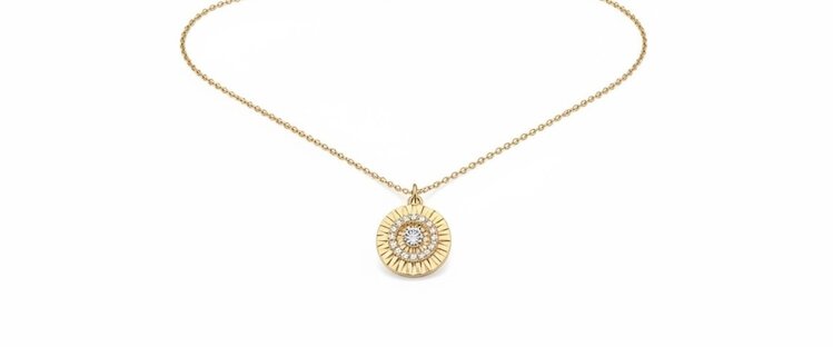 HJ NAMDAR (Y)14K .05DI 18”-16” ROUND DIAMOND PENDANT GOLD NECKLACE