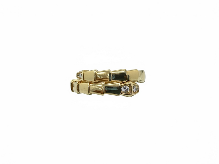 HJ NAMDAR (R)14K .10DI SNAKE RING WITH NATURAL DIAMOND HEAD AND TAIL IN 14K GOLD