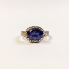 (Z)14K 2.20TZ .40DI  EAST WEST SET OVAL TANZANITE WITH DIAMONDS IN ROSE GOLD