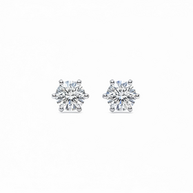 (Y)14K .45DI 6 PRONG NATURAL DIAMOND EARRING STUD IN WHITE GOLD