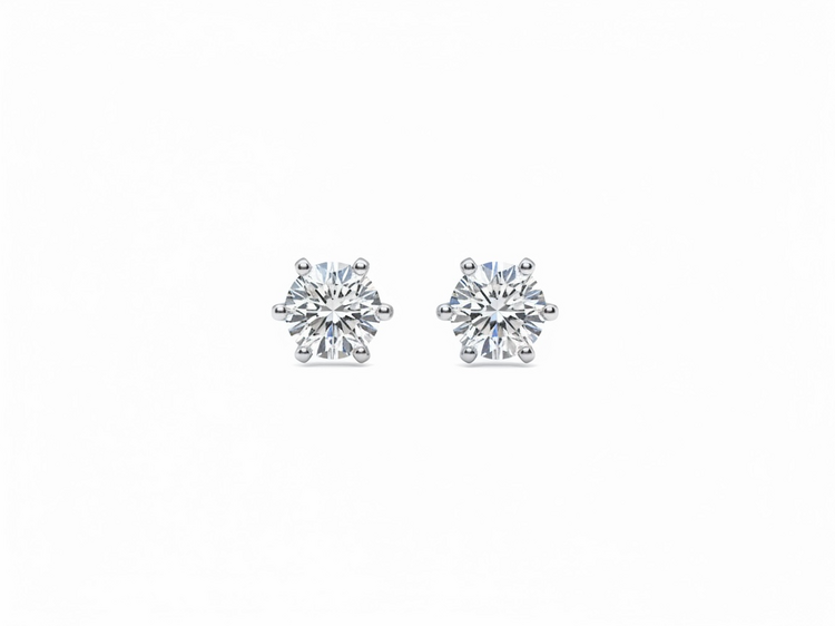 (Y)14K .45DI 6 PRONG NATURAL DIAMOND EARRING STUD IN WHITE GOLD