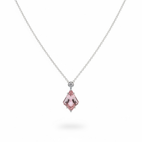 PeJay (Y)14K 2.78TOR .07DI KITE CUT PINK TOURMALINE WITH BEZEL SET DIAMOND ON 14K WHITE GOLD NECKLACE