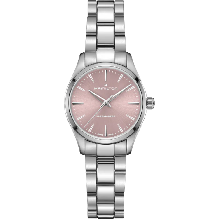 HAMILTON JAZZMASTER QUARTZ 32MM WOMENS HAMILTON WATCH WITH DUSTY ROSE SUNRAY DIAL