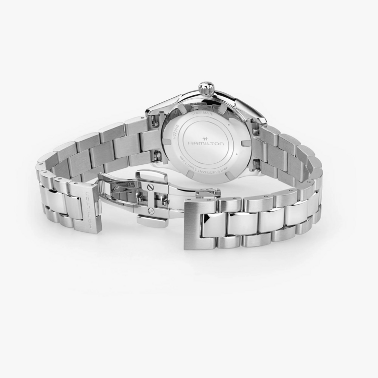HAMILTON JAZZMASTER QUARTZ 32MM WOMENS HAMILTON WATCH WITH DUSTY ROSE SUNRAY DIAL