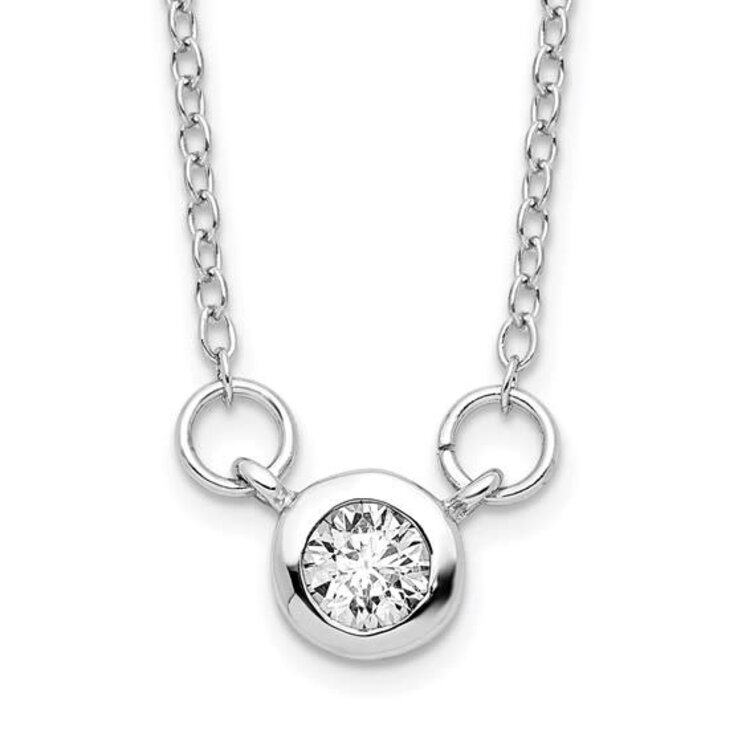 (Y)925 19IN CUB ZIR STERLING SILVER NECKLACE WITH ROUND CUBIC ZIRCONIA IN BEZEL SETTING